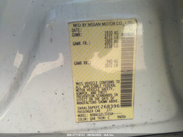 Nissan Altima 2.5 S 2015 1N4AL3APXFC268396 Image 9