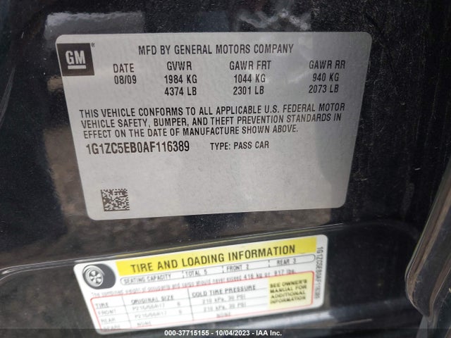 2010 CHEVROLET MALIBU LT W/1LT VIN: 1G1ZC5EB0AF116389