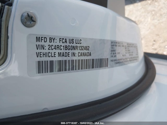 2C4RC1BG0NR132462 Chrysler Pacifica Touring L