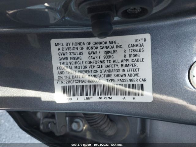 2HGFC2F54JH609008 Honda Civic Sedan Lx