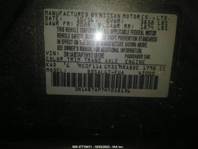 3N1AB7AP7HY218136 Nissan SENTRA SL