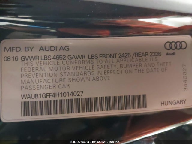 WAUB1GFF4H1014027 Audi S3 Premium Plus