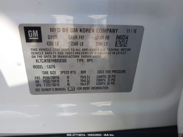 Chevrolet TRAX LS 2017 KL7CJKSB1HB058300 Image 9