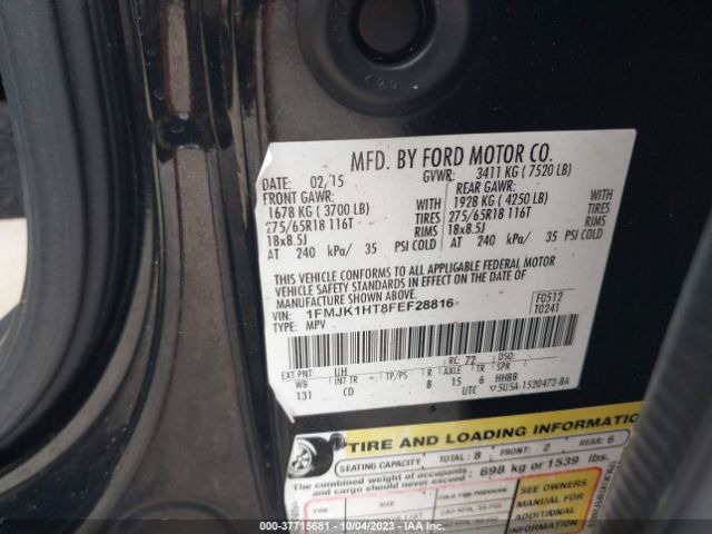 1FMJK1HT8FEF28816 Ford Expedition El Xlt/king Ranch