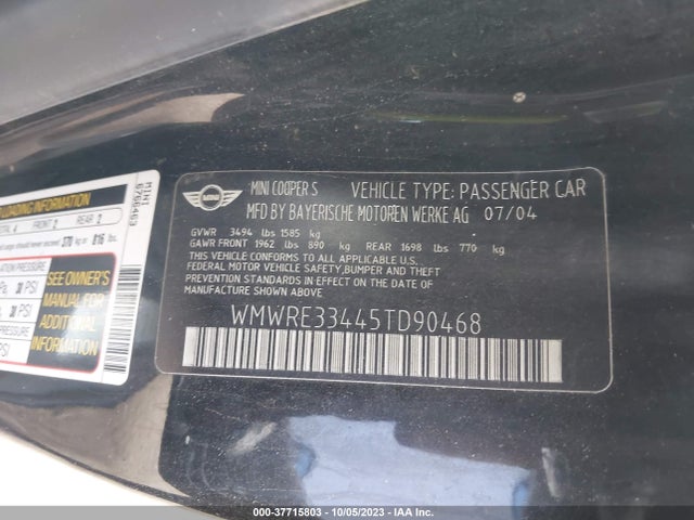 2005 MINI COOPER HARDTOP WMWRE33445TD90468 Photo 8