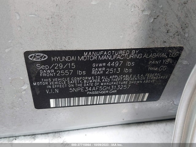 Hyundai Sonata 2.4l Limited 2016 5NPE34AF5GH313257 Image 9