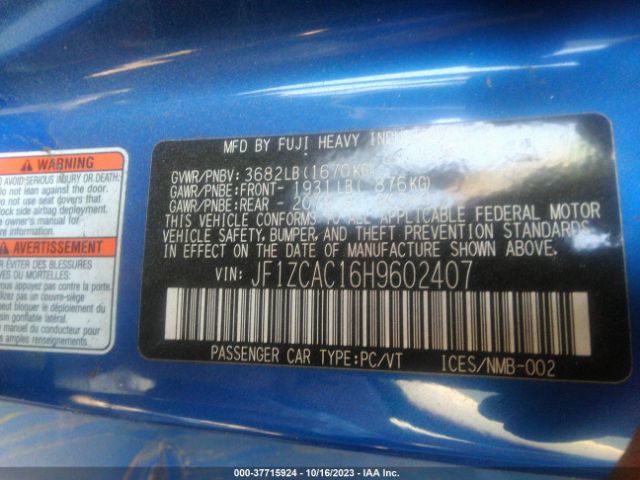 JF1ZCAC16H9602407 Subaru Brz Limited