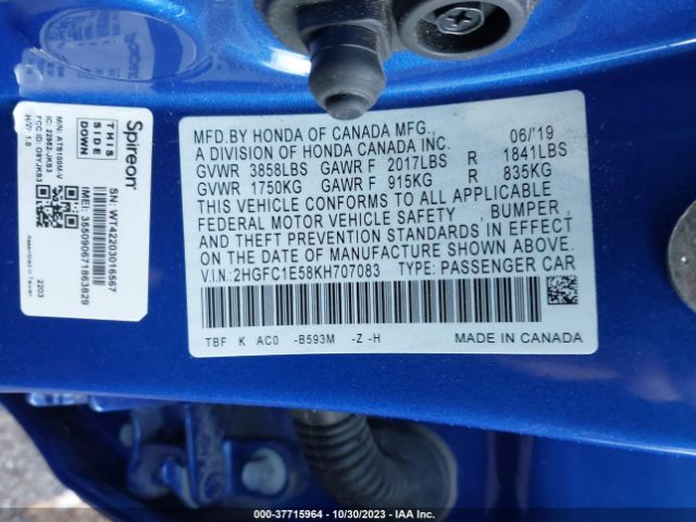 2HGFC1E58KH707083 Honda CIVIC SI SEDAN