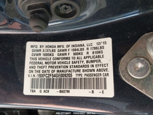 19XFC2F54GE009205 Honda Civic Sedan Lx