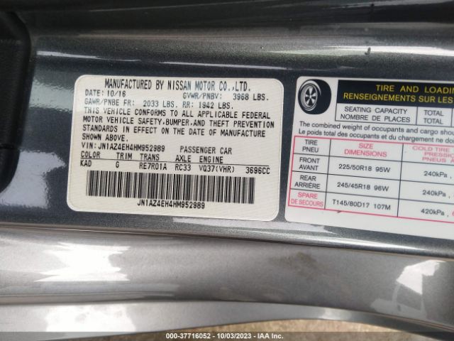 JN1AZ4EH4HM952989 Nissan 370Z