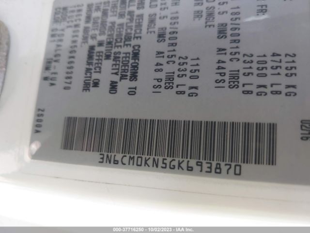 3N6CM0KN5GK693870 Nissan NV200 SV