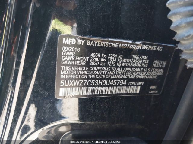 5UXWZ7C53H0U45794 BMW X3 Sdrive28i