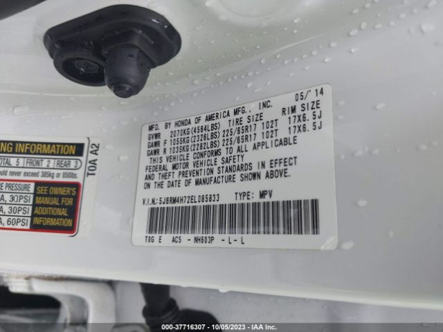 5J6RM4H72EL085833 Honda Cr-v Ex-l