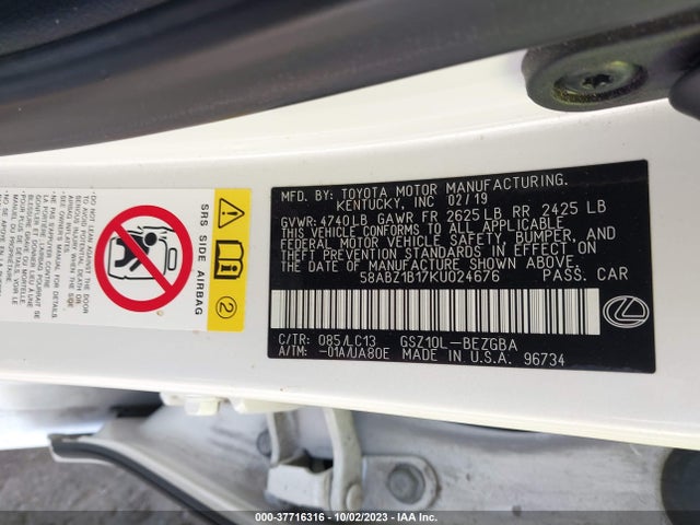 58ABZ1B17KU024676 Lexus Es Es 350