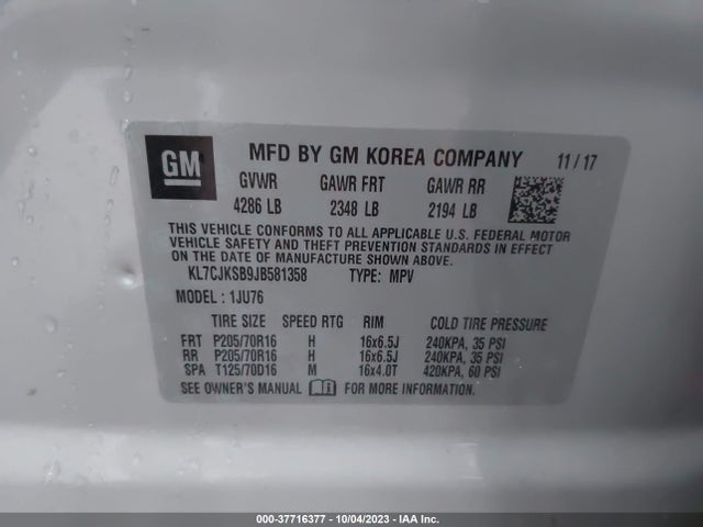 Chevrolet TRAX LS 2018 KL7CJKSB9JB581358 Image 9