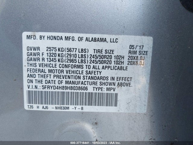 Acura Mdx W/advance Package 2017 5FRYD4H89HB038606 Image 9