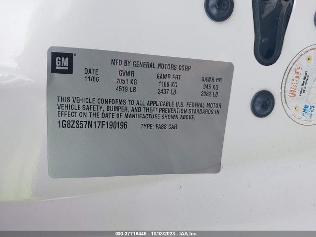 2007 SATURN AURA XE VIN: 1G8ZS57N17F190196