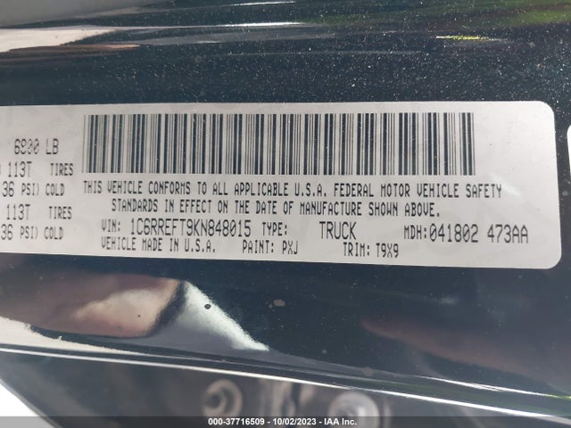 RAM 1500 Big Horn/lone Star 2019 1C6RREFT9KN848015 Image 9