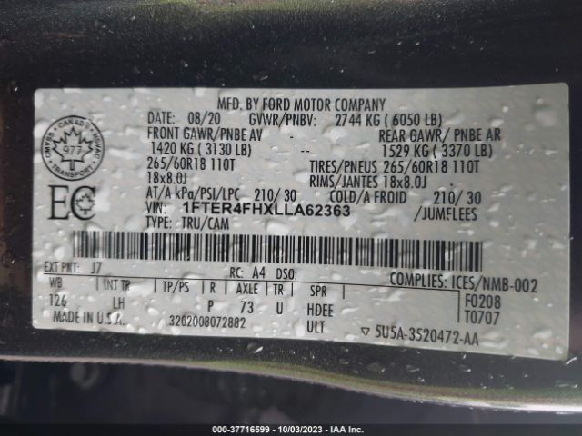 1FTER4FHXLLA62363 Ford Ranger Xlt