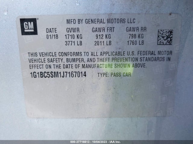 2018 CHEVROLET CRUZE LS AUTO VIN: 1G1BC5SM1J7167014