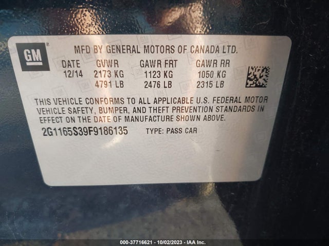 Chevrolet IMPALA LTZ 2015 2G1165S39F9186135 Image 9
