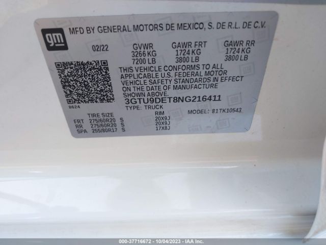 3GTU9DET8NG216411 GMC Sierra 1500 Limited Slt