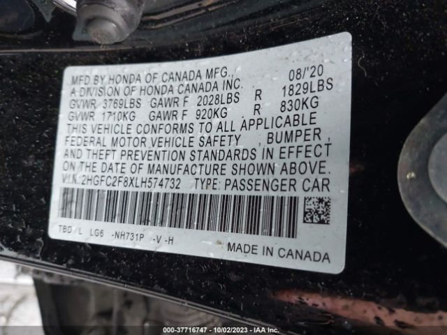 2HGFC2F8XLH574732 Honda Civic Sedan Sport