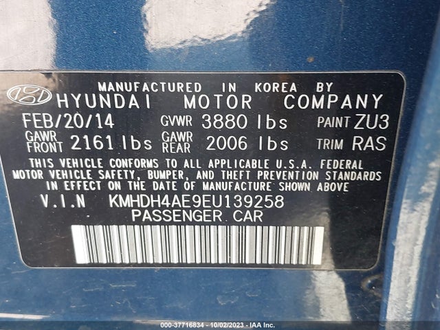 Hyundai ELANTRA SE 2014 KMHDH4AE9EU139258 Image 9