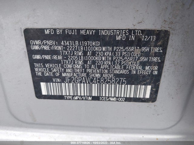 2014 SUBARU XV CROSSTREK 2.0I PREMIUM VIN: JF2GPAVC4E8258275