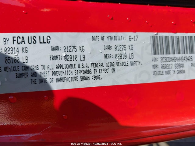 Dodge Charger Sxt Rwd 2017 2C3CDXHG4HH643426 Image 9