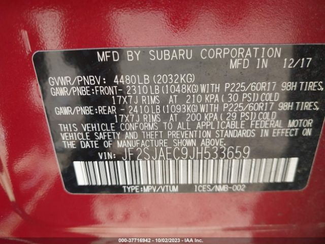 JF2SJAEC9JH533659 Subaru Forester Premium
