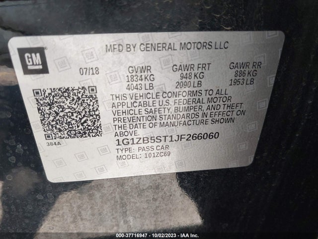 Chevrolet MALIBU LS 2018 1G1ZB5ST1JF266060 Image 9