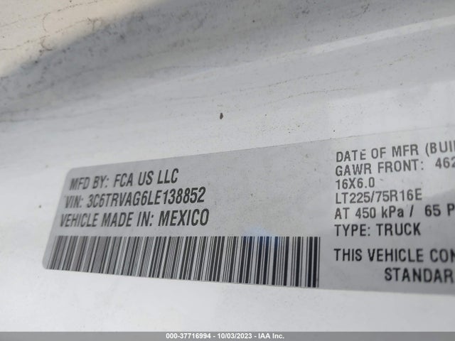 3C6TRVAG6LE138852 RAM Promaster Cargo Van