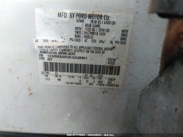 Ford UTILITY POLICE 2014 1FM5K8AR3EGA28901 Image 9
