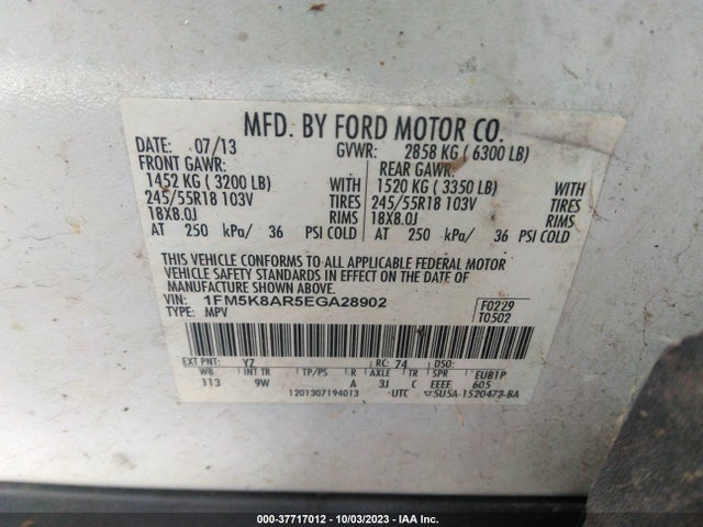 Ford UTILITY POLICE 2014 1FM5K8AR5EGA28902 Image 10