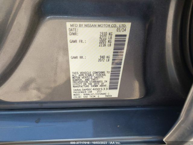 1N4AL3AP0EC400533 Nissan Altima 2.5 Sv