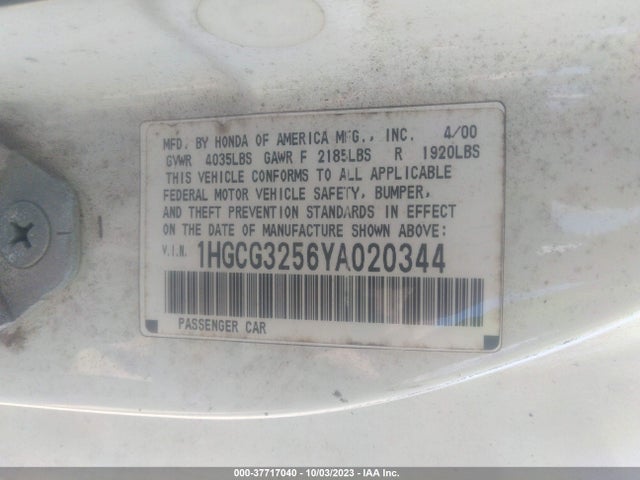 2000 HONDA ACCORD CPE 1HGCG3256YA020344 Photo 8