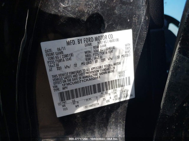 2012 FORD ESCAPE XLT VIN: 1FMCU9D71CKA02051