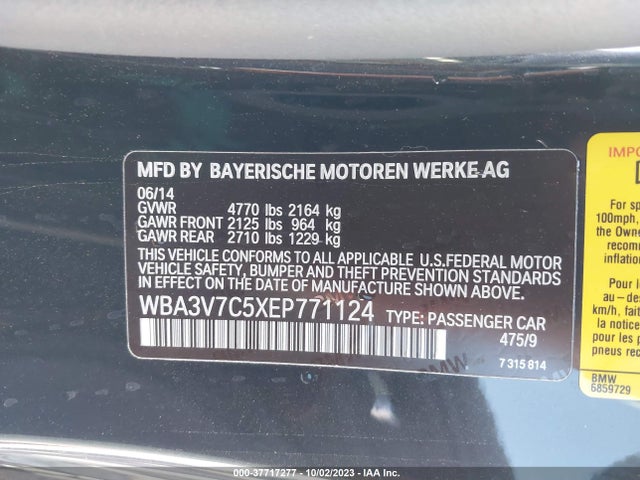 BMW 4 Series 428i 2014 WBA3V7C5XEP771124 Image 9