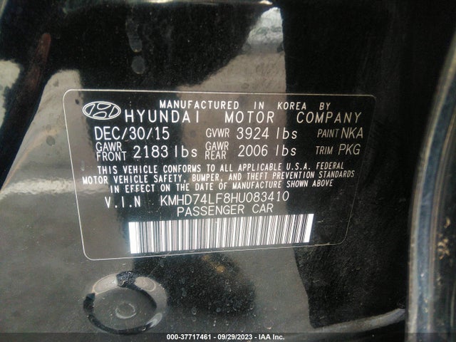 Hyundai ELANTRA SE 2017 KMHD74LF8HU083410 Image 9