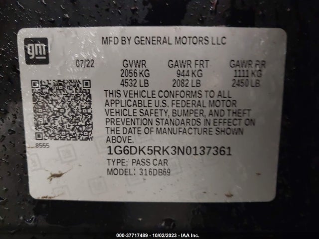 1G6DK5RK3N0137361 Cadillac Ct4 Luxury