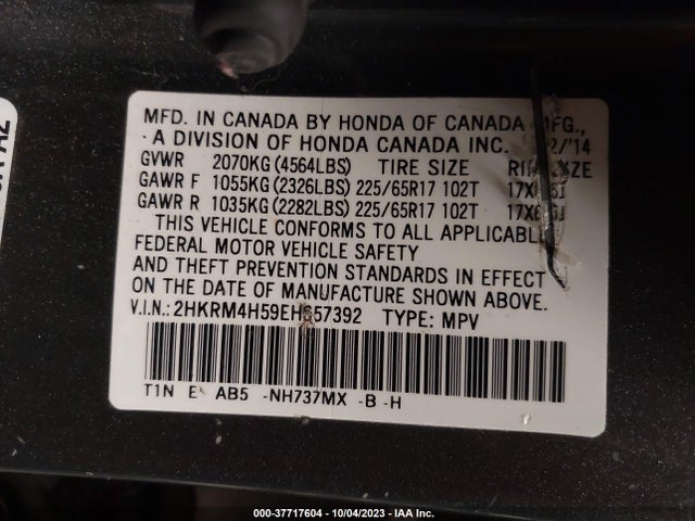 Honda CR-V EX 2014 2HKRM4H59EH657392 Image 9