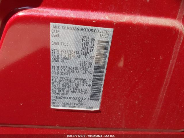5N1DR2MMXJC629373 Nissan Pathfinder Sv