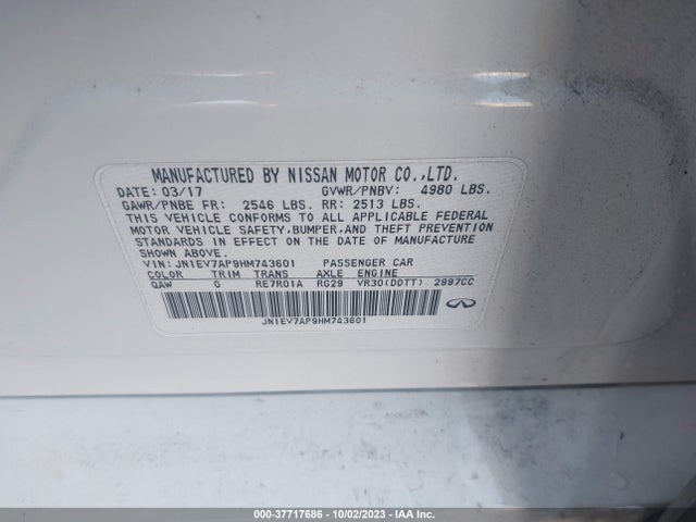 JN1EV7AP9HM743601 Infiniti Q50 3.0t Premium