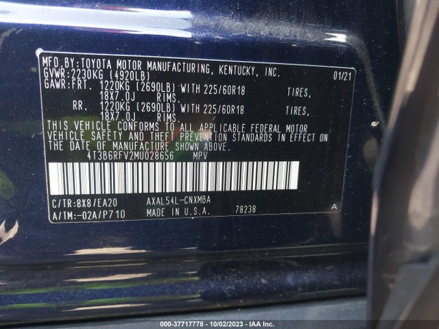 Toyota RAV4 HYBRID 2021 4T3B6RFV2MU028656 Image 9
