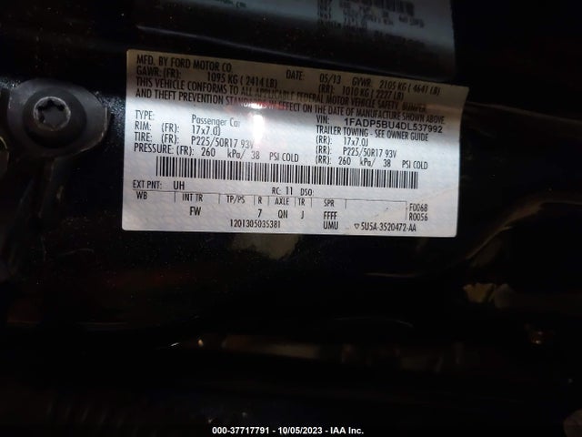 2013 FORD C-MAX HYBRID SEL VIN: 1FADP5BU4DL537992