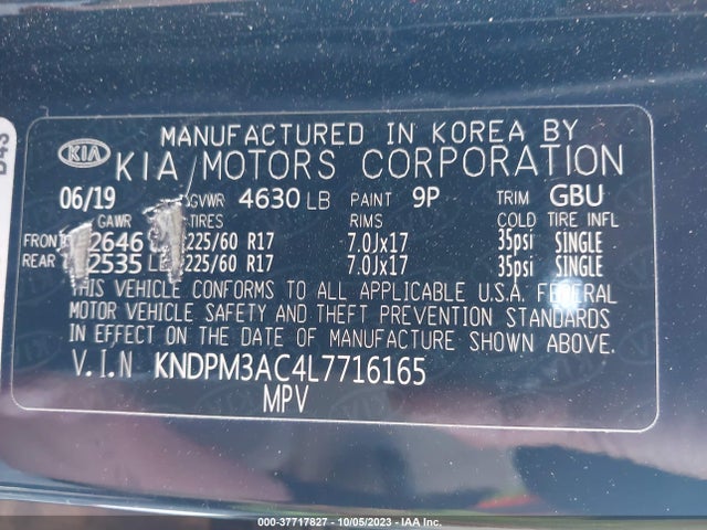2020 KIA SPORTAGE LX VIN: KNDPM3AC4L7716165