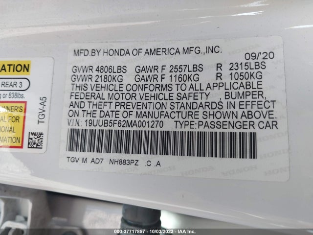 Acura Tlx W/advance Package 2021 19UUB5F62MA001270 Image 9