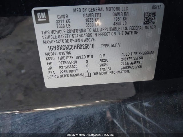 Chevrolet Tahoe Premier 2017 1GNSKCKC8HR326610 Image 9