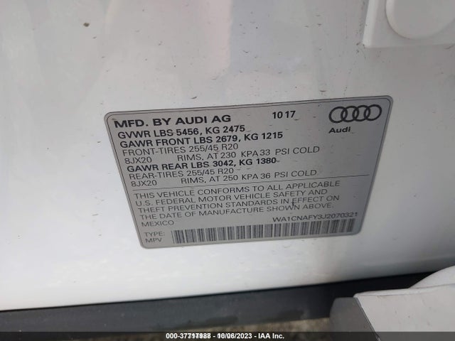 WA1CNAFY3J2070321 Audi Q5 Prestige/tech Prestige